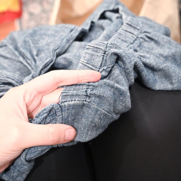 OZMA Small Hemp Heather Blue Tie Back Matador Wrap Jumpsuit - Picture 12 of 12